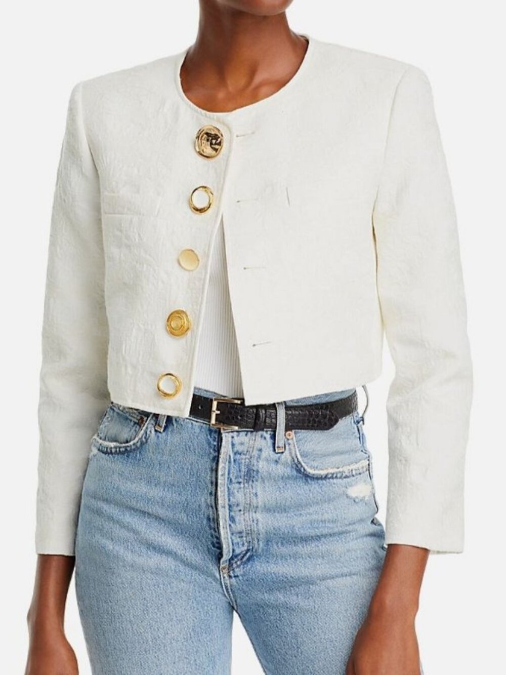 Derek Lam 10 Crosby Women's White Juliette Mixed Button Jacket Size 0